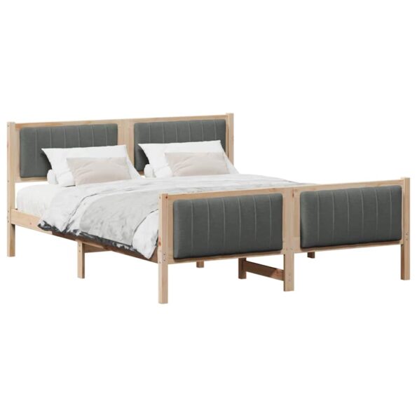 vidaXL Rám postele hnedá a tmavosivá 160 x 200 cm Borovicový masív – Obrázok 3