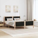 vidaXL Rám postele Hnedá a čierna 160 x 200 cm Borovicový masív – Obrázok 4
