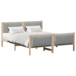 vidaXL Rám postele Hnedá a svetlo šedá 150 x 200 cm Borovicový masív – Obrázok 3