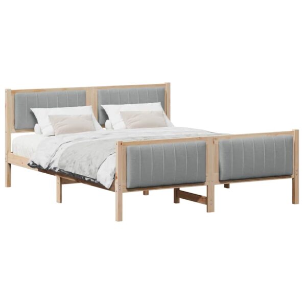 vidaXL Rám postele Hnedá a svetlo šedá 150 x 200 cm Borovicový masív – Obrázok 3