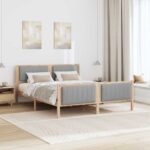 vidaXL Rám postele Hnedá a svetlo šedá 150 x 200 cm Borovicový masív – Obrázok 4