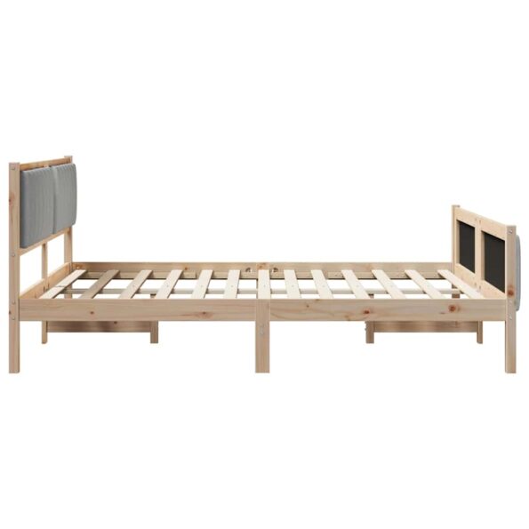 vidaXL Rám postele Hnedá a svetlo šedá 150 x 200 cm Borovicový masív – Obrázok 6