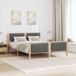 vidaXL Rám postele hnedá a tmavosivá 150 x 200 cm Borovicový masív – Obrázok 4