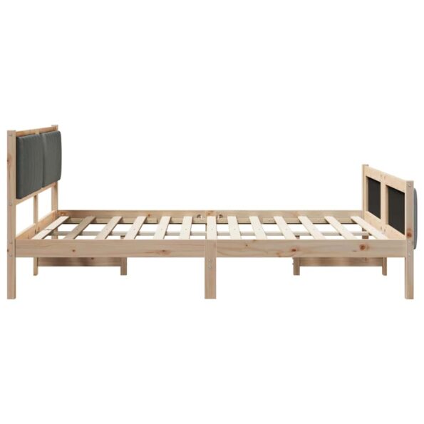 vidaXL Rám postele hnedá a tmavosivá 150 x 200 cm Borovicový masív – Obrázok 6
