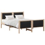 vidaXL Rám postele Hnedá a čierna 140 x 200 cm Borovicový masív – Obrázok 3