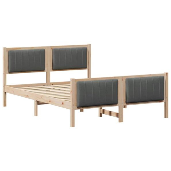 vidaXL Rám postele hnedá a tmavosivá 140 x 190 cm Borovicový masív – Obrázok 2