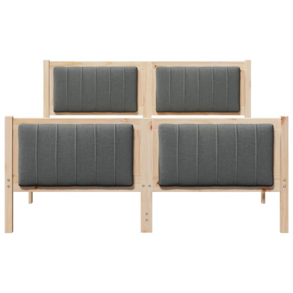 vidaXL Rám postele hnedá a tmavosivá 140 x 190 cm Borovicový masív – Obrázok 5