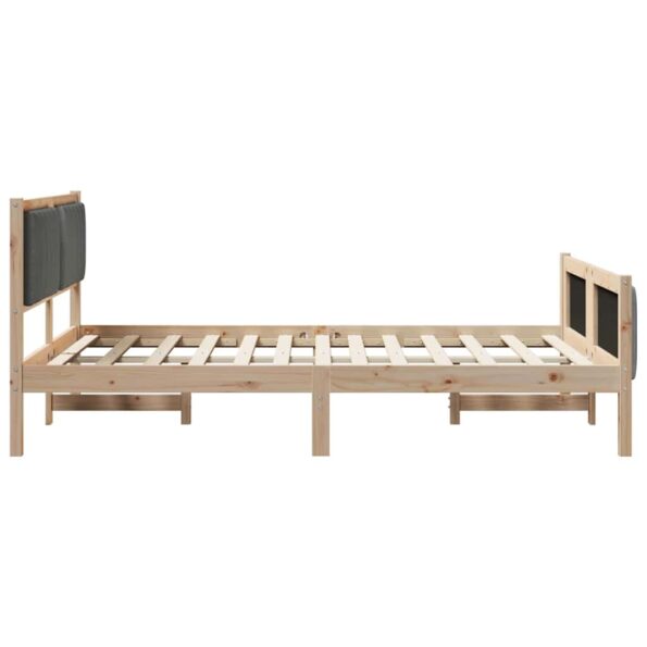 vidaXL Rám postele hnedá a tmavosivá 140 x 190 cm Borovicový masív – Obrázok 6