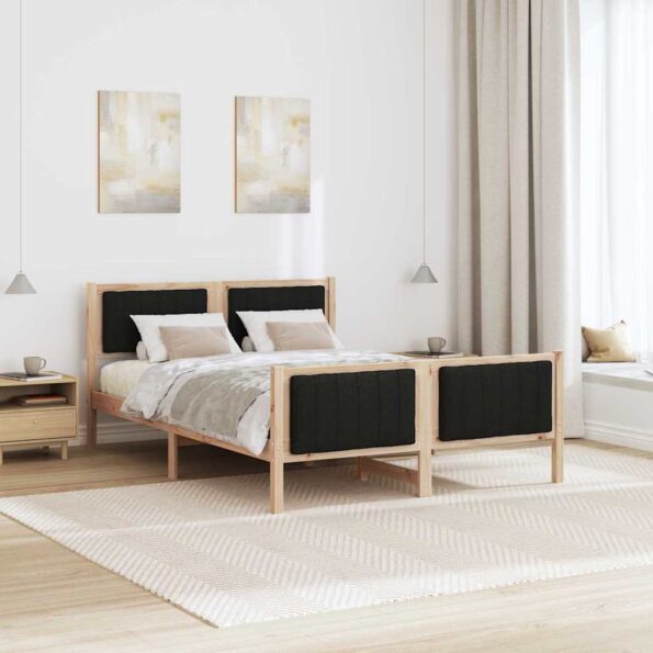 vidaXL Rám postele Hnedá a čierna 140 x 190 cm Borovicový masív – Obrázok 4
