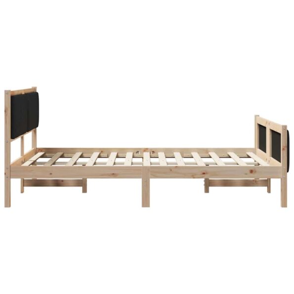 vidaXL Rám postele Hnedá a čierna 140 x 190 cm Borovicový masív – Obrázok 6