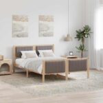vidaXL Rám postele Hnedá a taupe 140 x 190 cm Borovicový masív