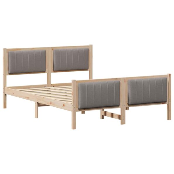 vidaXL Rám postele Hnedá a taupe 140 x 190 cm Borovicový masív – Obrázok 2