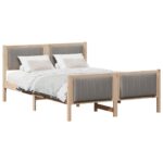 vidaXL Rám postele Hnedá a taupe 140 x 190 cm Borovicový masív – Obrázok 3