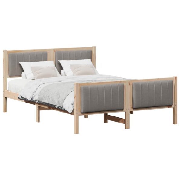 vidaXL Rám postele Hnedá a taupe 140 x 190 cm Borovicový masív – Obrázok 3