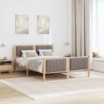 vidaXL Rám postele Hnedá a taupe 140 x 190 cm Borovicový masív – Obrázok 4
