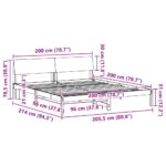 vidaXL Rám postele hnedá a tmavosivá 200 x 200 cm Borovicový masív – Obrázok 11