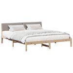 vidaXL Rám postele Hnedá a taupe 200 x 200 cm Borovicový masív – Obrázok 3