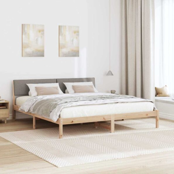 vidaXL Rám postele Hnedá a taupe 200 x 200 cm Borovicový masív – Obrázok 4