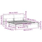 vidaXL Rám postele Hnedá a čierna 180 x 200 cm Borovicový masív – Obrázok 11