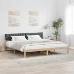 vidaXL Rám postele hnedá a tmavosivá 200 x 200 cm Borovicový masív