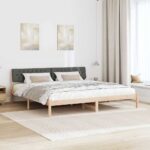 vidaXL Rám postele hnedá a tmavosivá 200 x 200 cm Borovicový masív – Obrázok 4