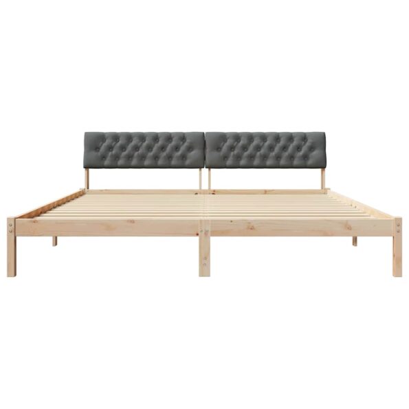 vidaXL Rám postele hnedá a tmavosivá 200 x 200 cm Borovicový masív – Obrázok 5