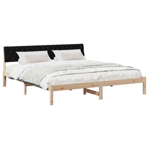 vidaXL Rám postele Hnedá a čierna 180 x 200 cm Borovicový masív – Obrázok 3