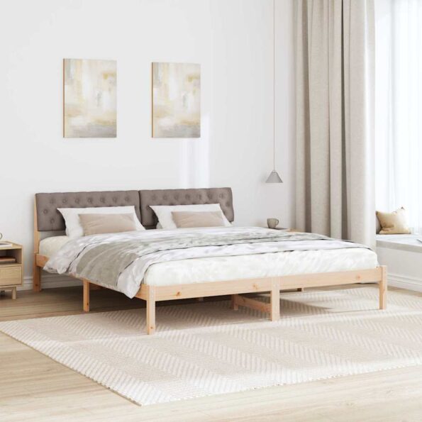 vidaXL Rám postele Hnedá a taupe 180 x 200 cm Borovicový masív – Obrázok 4