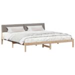 vidaXL Rám postele Hnedá a taupe 200 x 200 cm Borovicový masív – Obrázok 3