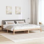 vidaXL Rám postele Hnedá a taupe 200 x 200 cm Borovicový masív – Obrázok 4