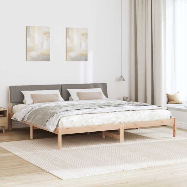 vidaXL Rám postele Hnedá a taupe 200 x 200 cm Borovicový masív – Obrázok 4