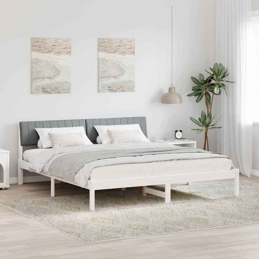 3394357_1.jpg vidaXL Rám postele Biela a svetlosivá 180 x 200 cm Borovicový masív – Obrázok 1