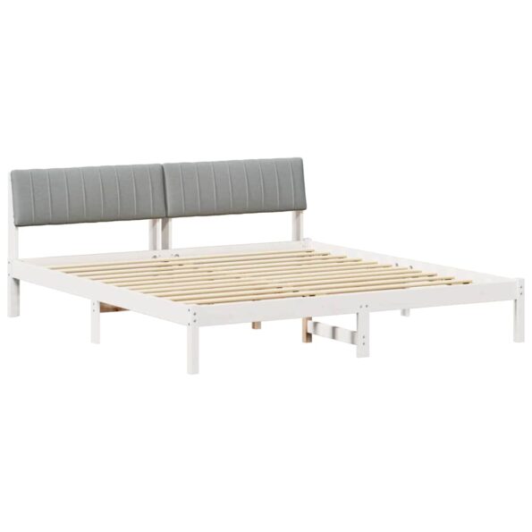vidaXL Rám postele Biela a svetlosivá 180 x 200 cm Borovicový masív – Obrázok 2