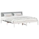 vidaXL Rám postele Biela a svetlosivá 180 x 200 cm Borovicový masív – Obrázok 3