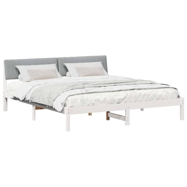 vidaXL Rám postele Biela a svetlosivá 180 x 200 cm Borovicový masív – Obrázok 3