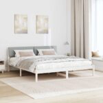 vidaXL Rám postele Biela a svetlosivá 180 x 200 cm Borovicový masív – Obrázok 4