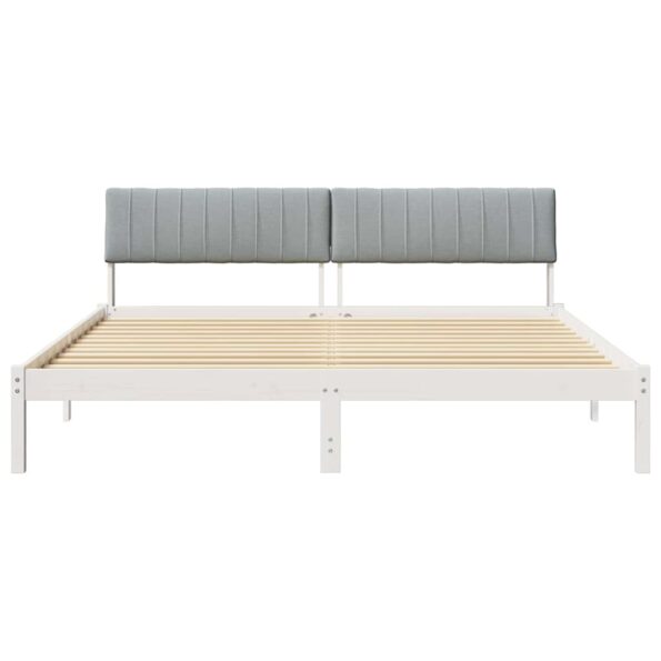 vidaXL Rám postele Biela a svetlosivá 180 x 200 cm Borovicový masív – Obrázok 5