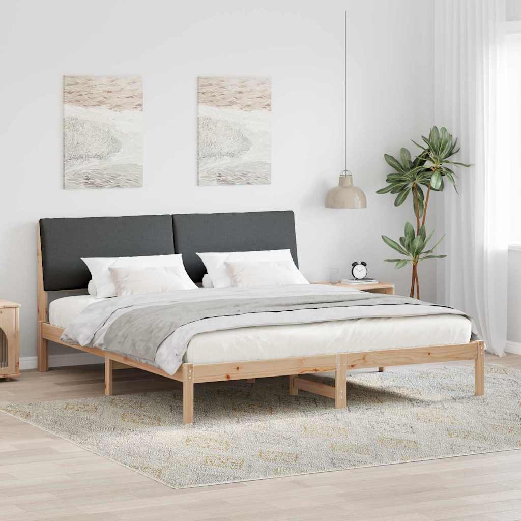 3394359_1.jpg vidaXL Rám postele hnedá a tmavosivá 200 x 200 cm Borovicový masív – Obrázok 1
