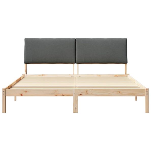 vidaXL Rám postele hnedá a tmavosivá 200 x 200 cm Borovicový masív – Obrázok 5