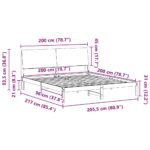 vidaXL Rám postele Hnedá a čierna 200 x 200 cm Borovicový masív – Obrázok 11