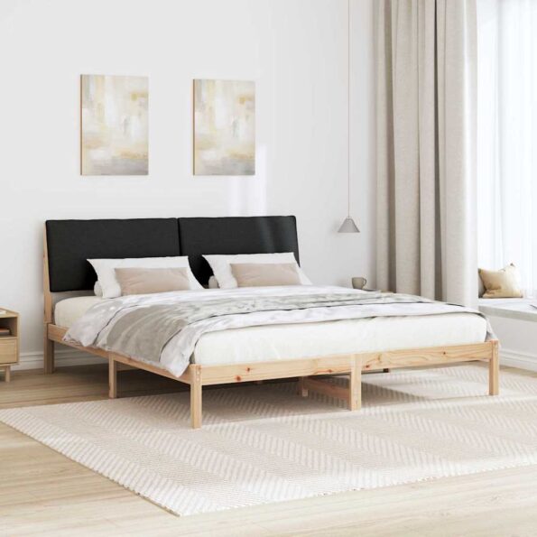 vidaXL Rám postele Hnedá a čierna 200 x 200 cm Borovicový masív – Obrázok 4