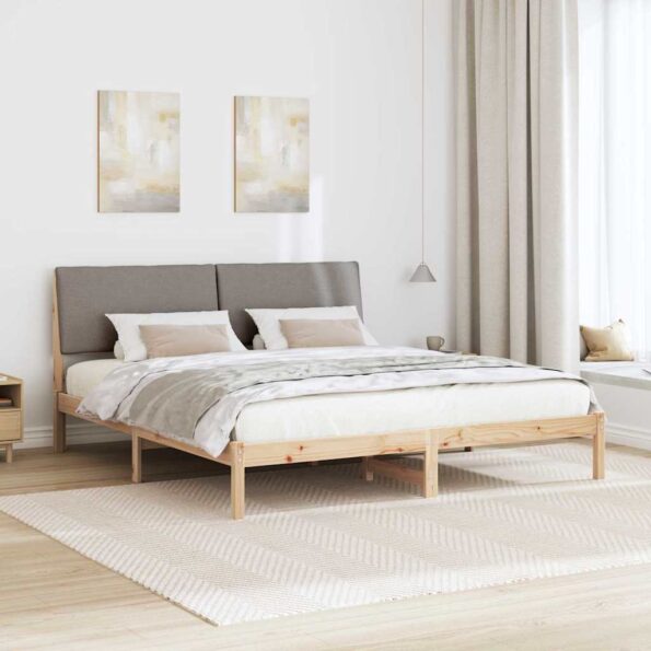 vidaXL Rám postele Hnedá a taupe 200 x 200 cm Borovicový masív – Obrázok 4