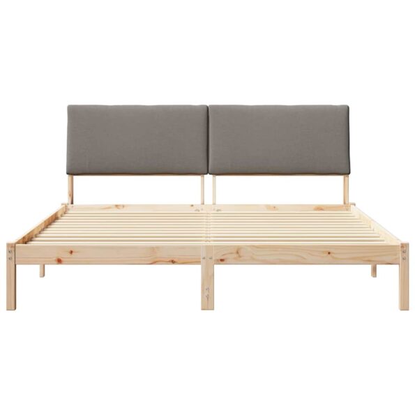 vidaXL Rám postele Hnedá a taupe 200 x 200 cm Borovicový masív – Obrázok 5