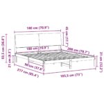 vidaXL Rám postele Hnedá a čierna 180 x 200 cm Borovicový masív – Obrázok 11