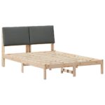 vidaXL Rám postele hnedá a tmavosivá 150 x 200 cm Borovicový masív – Obrázok 2