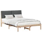 vidaXL Rám postele hnedá a tmavosivá 150 x 200 cm Borovicový masív – Obrázok 3