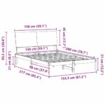 vidaXL Rám postele Hnedá a taupe 150 x 200 cm Borovicový masív – Obrázok 11