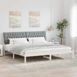 vidaXL Rám postele s čalúneným čelom Biela 200 x 200 cm