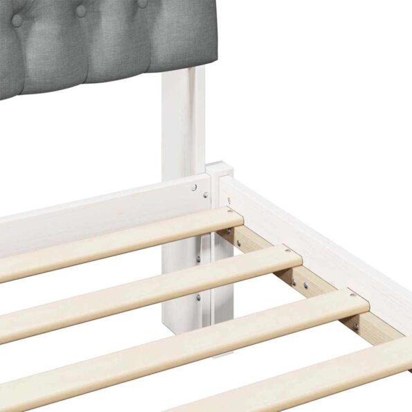 vidaXL Rám postele s čalúneným čelom Biela 180 x 200 cm – Obrázok 8