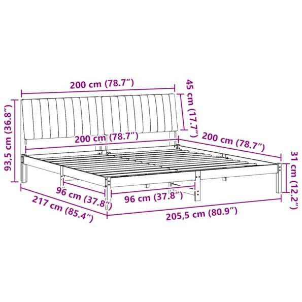 vidaXL Rám postele s čelnou doskou Hnedá 200 x 200 cm látka – Obrázok 11